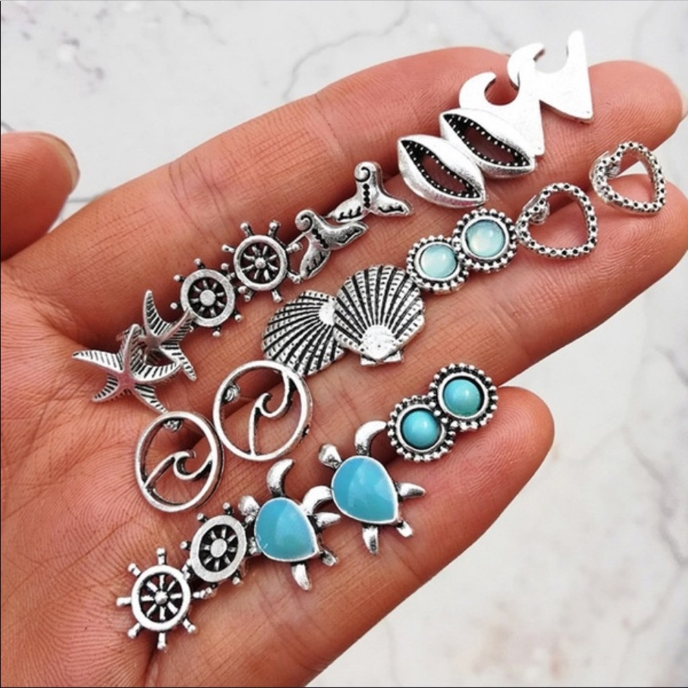 Boho ocean earrings set